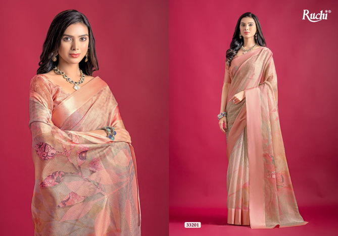 Saanchi By Ruchi Digital Printed Linen Designer Sarees Wholesale Price In Surat
